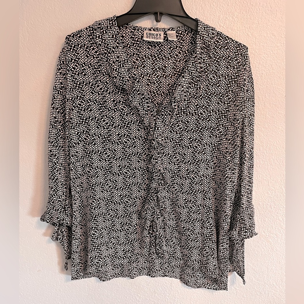 Chico’s ruffle front, button down blouse.